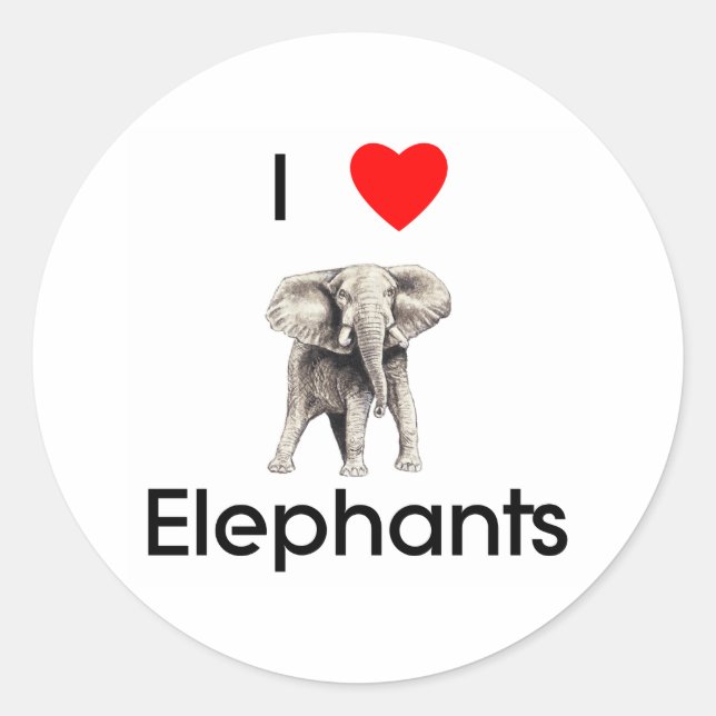 Rond J'adore Sticker pour éléphants (Devant)