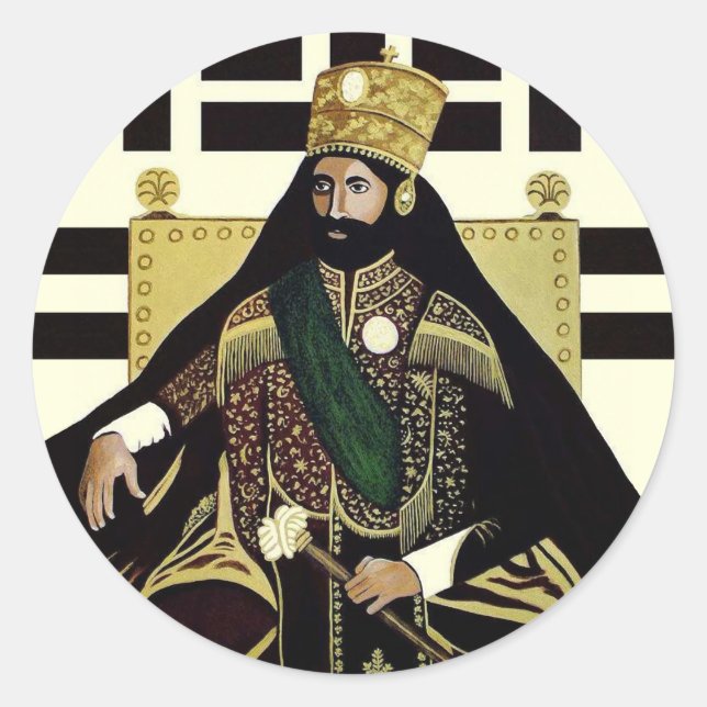 Rond Jah Rastafari Haile Selassie Rasta Roots Sticker (Devant)