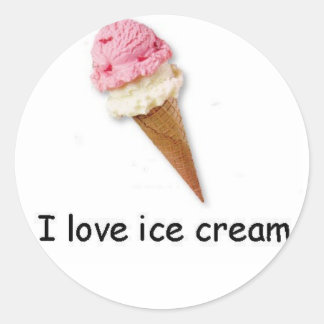 Rond J'aime crème glacée Sticker à cône double trempe
