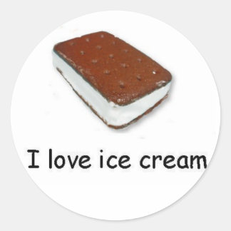 Rond J'aime crème glacée Sticker sandwich Vanilla
