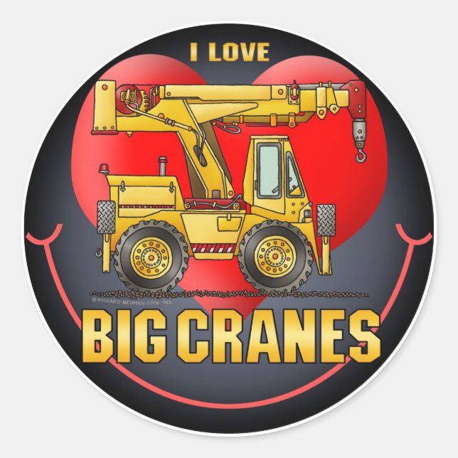Rond J'Aime Grosse Grue Sticker pour enfants (Devant)