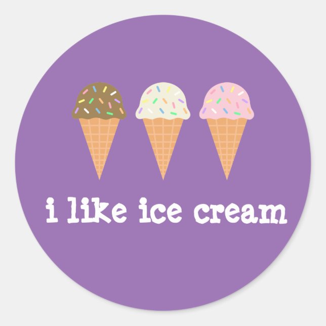 Rond j'aime la crème glacée Sticker (Devant)