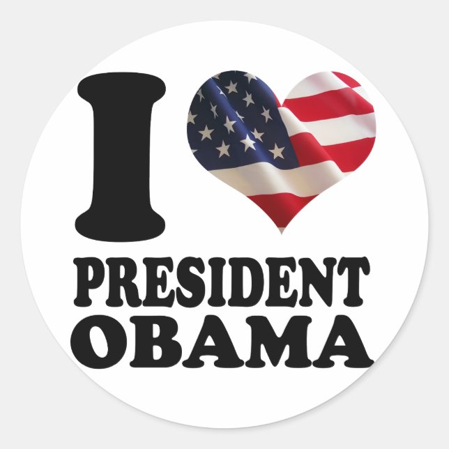 Rond J'aime le président Obama Sticker (Devant)