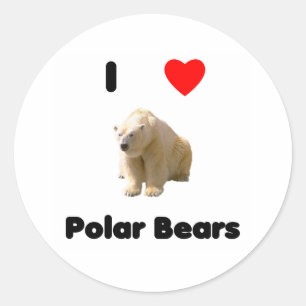 Rond J'aime les ours polaires Sticker