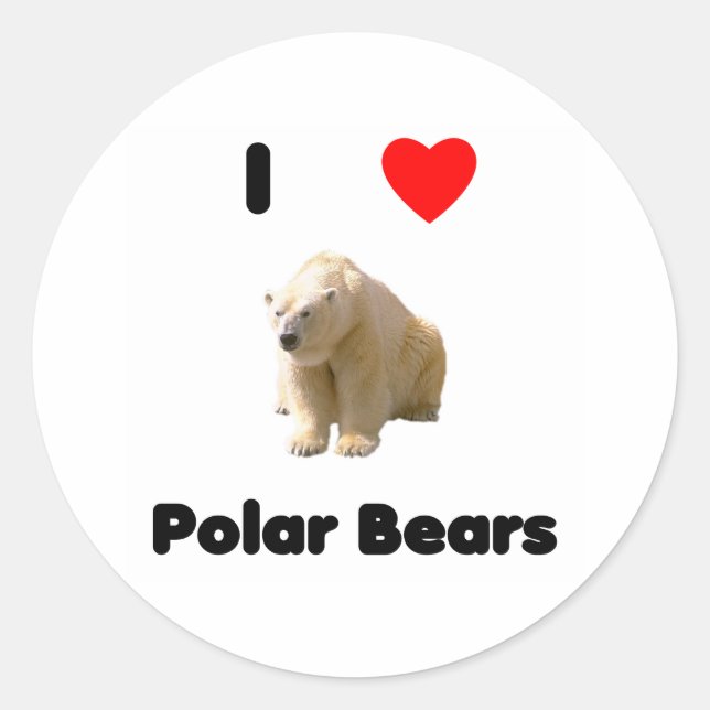 Rond J'aime les ours polaires Sticker (Devant)