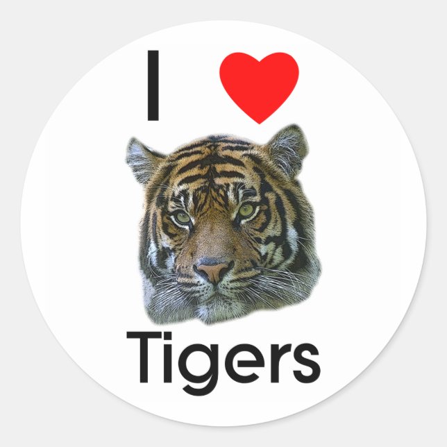 Rond J'aime les tigres Sticker (Devant)