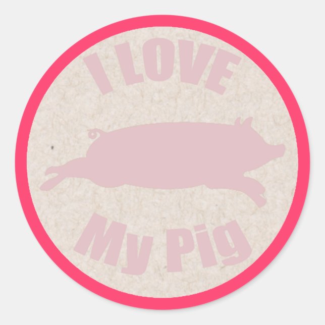 Rond J'Aime Mon Sticker De Cochon (Devant)
