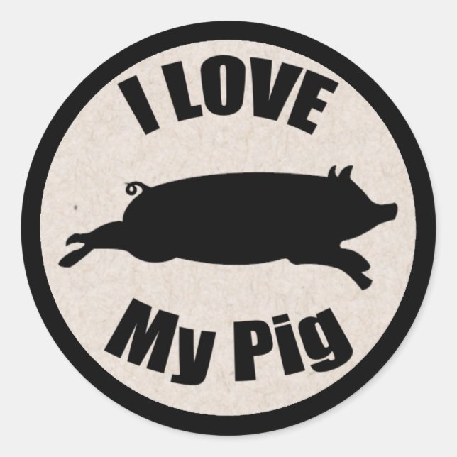 Rond J'Aime Mon Sticker De Cochon (Devant)