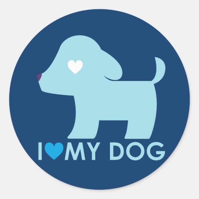 Rond J'Aime Mon Sticker Pour Chien (Devant)