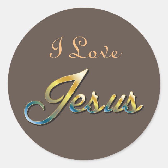 Rond J'aime Sticker Brown Jésus (Devant)