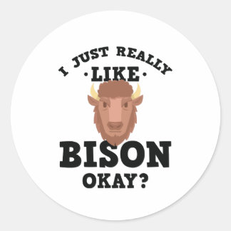 Rond J'Aime Vraiment Bison Drôle Sticker Citation