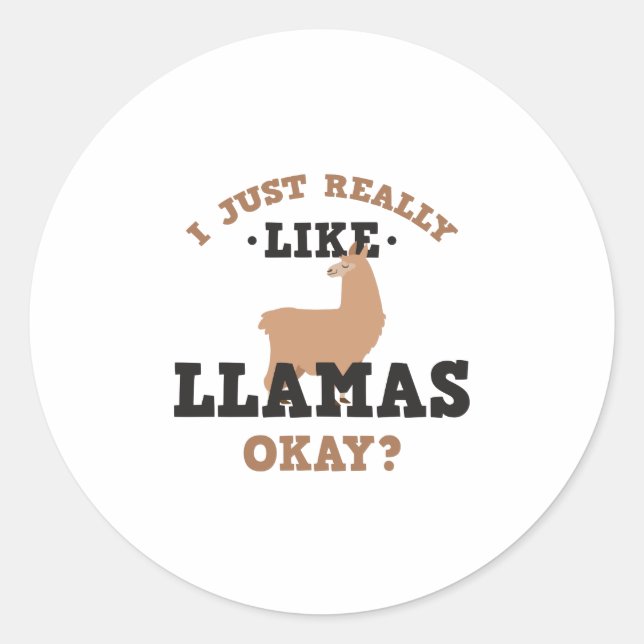 Rond J'Aime Vraiment Llamas Drôle Sticker Citation (Devant)