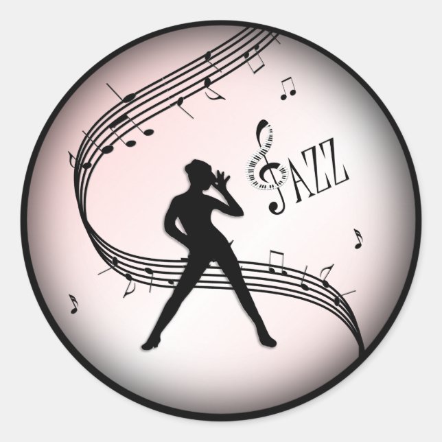 Rond Jazz Dance Pink Music Classic Round Sticker (Devant)