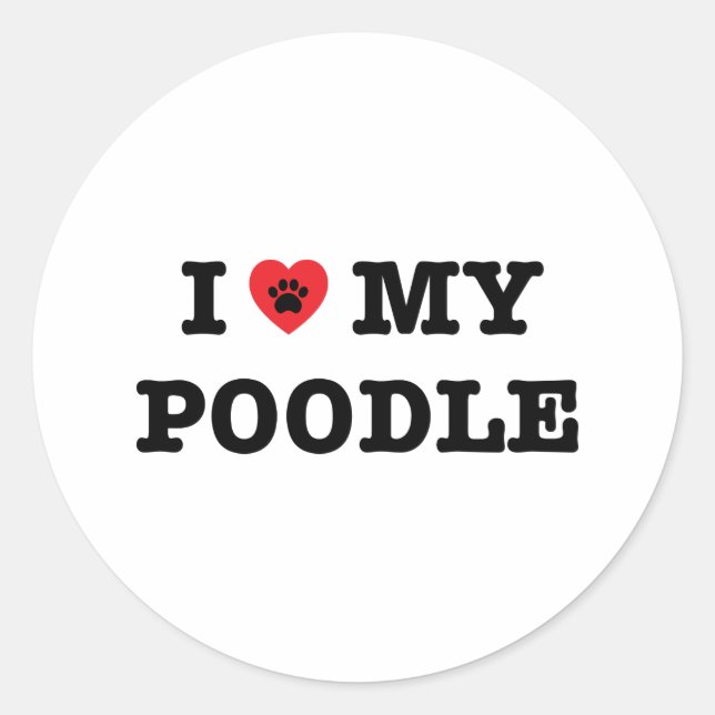 Rond Je Coeur Mon Sticker De Poodle (Devant)
