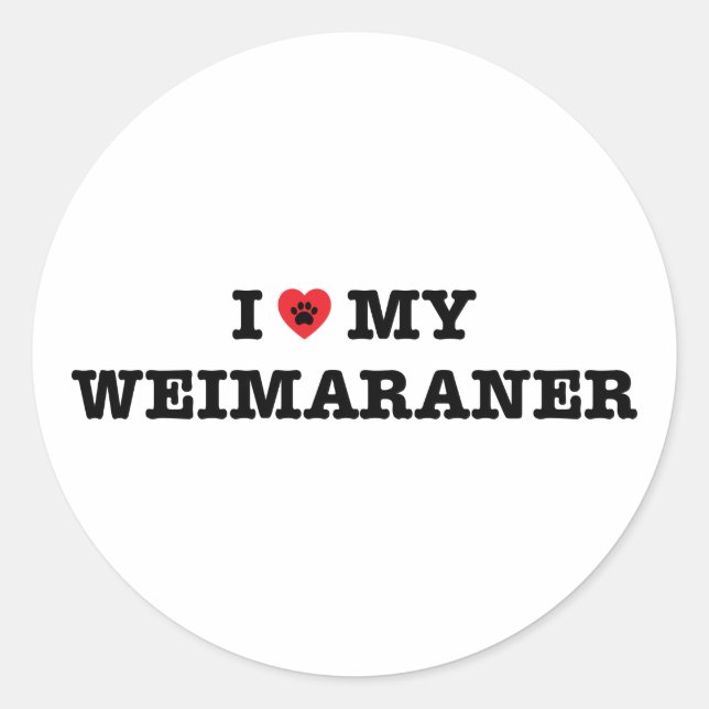 Rond Je Coeur Mon Sticker Weimaraner (Devant)