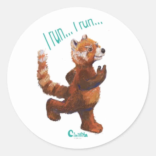 Rond Je cours Je cours Jogging Red Panda Sticker (Devant)