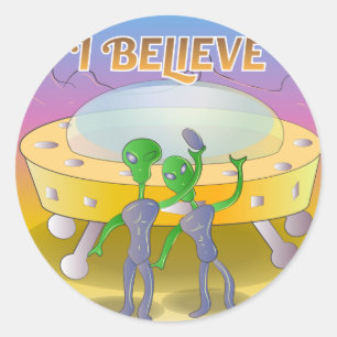 Rond Je crois en Sticker UFO