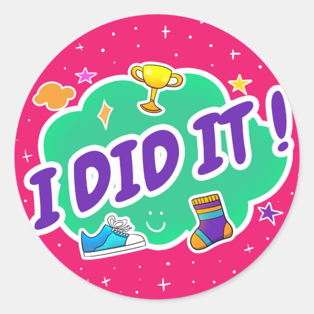 Rond Je L'Ai Fait Pink Classic Round Sticker (Devant)