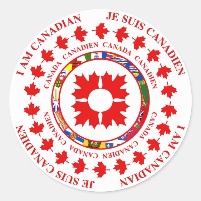 ROND JE SUIS CANADIEN - JE SUIS CANADIEN STICKER (Devant)