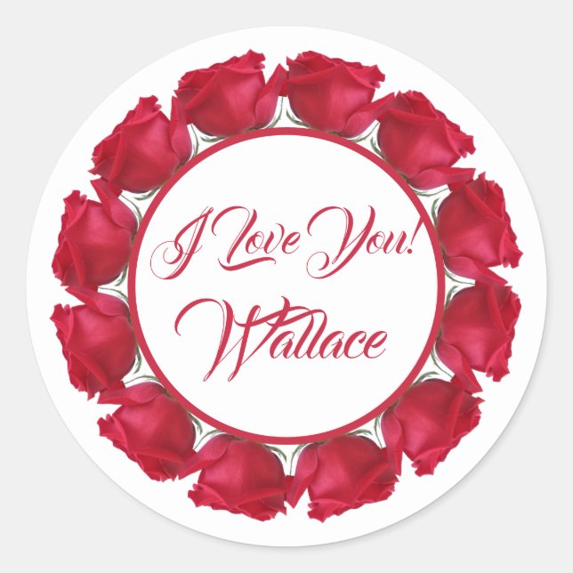 Rond Je T'Aime Douzaine Red Roses Classic Round Sticker (Devant)