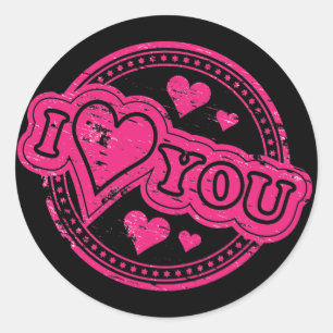 Rond Je T'Aime Stamp Classic Round Sticker