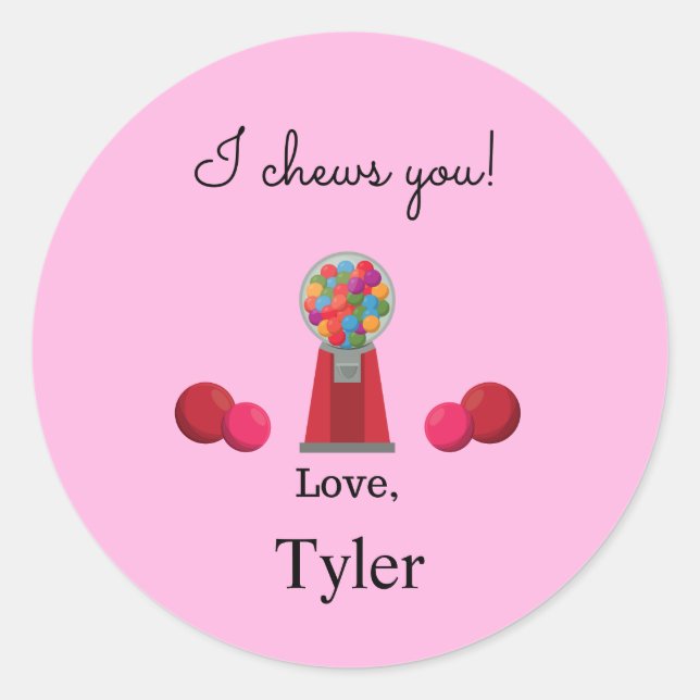 Rond Je te mâche Sticker pour la Saint-Valentin (Devant)