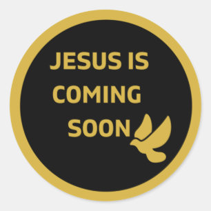 Rond Jésus arrive bientôt _or colombe Sticker