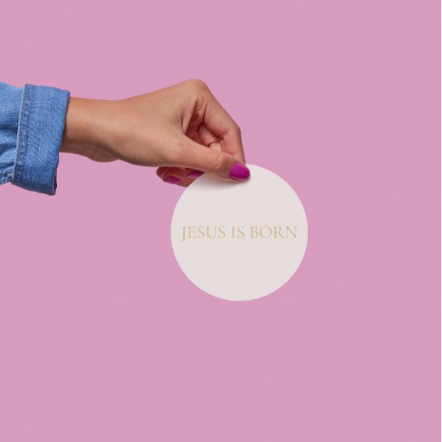 Rond JESUS IS BORN Cream Christmas Sticker #2 (Créateur téléchargé)