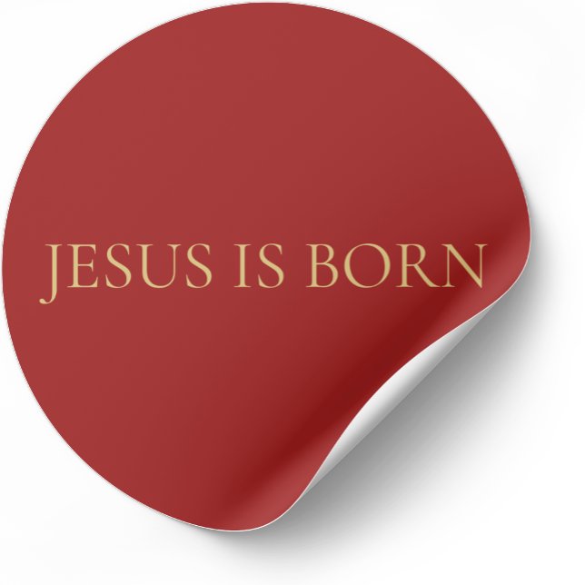 Rond JESUS IS BORN Red Minimal Christmas Sticker #4  (Créateur téléchargé)