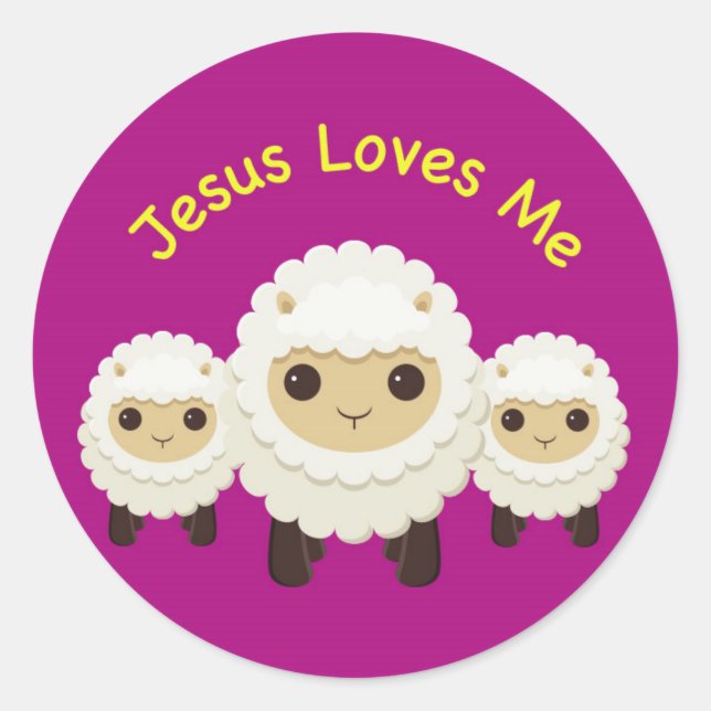 Rond Jesus Love Me Cross berger mouton Sticker (Devant)