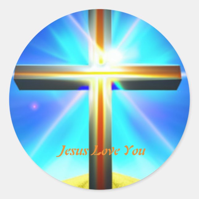 Rond Jesus Love You Cross Classic Round Sticker (Devant)