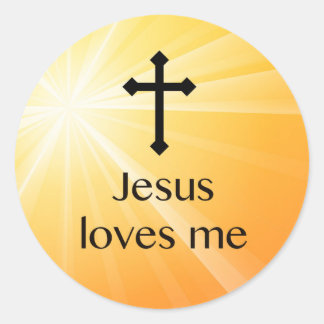 Rond Jésus M'aime Sticker Cross Orange
