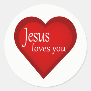 Rond Jesus t'aime Coeur Affirmative Sticker