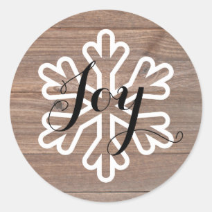 Rond Joie de flocon de neige en bois rustique - Sticker