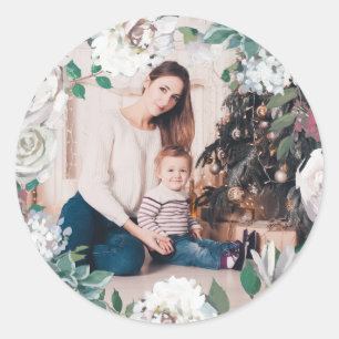 Rond Joie florale Sticker photo de Noël floral
