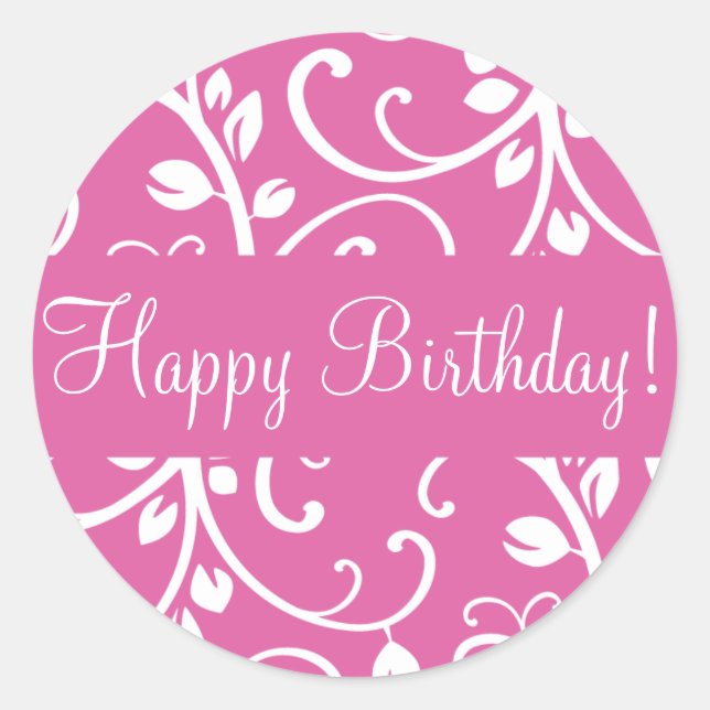 Rond Joli Anniversaire Floral Vine Enveloppe Sticker (Devant)