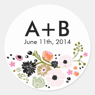 Rond Joli Bouquet Mariage floral Sticker