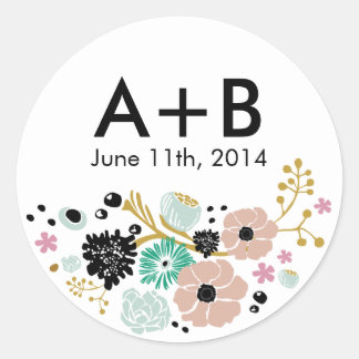 Rond Joli Bouquet Mariage floral Sticker Blush