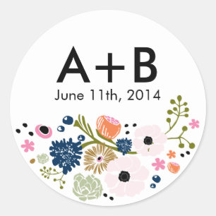 Rond Joli Bouquet Mariage floral Sticker Marine