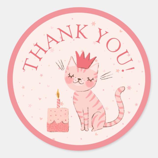 Rond Joli chaton Anniversaire Classic Round Sticker (Devant)