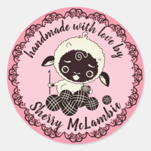 Rond Joli crochet agneau crochet fait main avec sticker