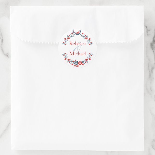 Rond Joli Oiseau et Sticker Floral (Sac)