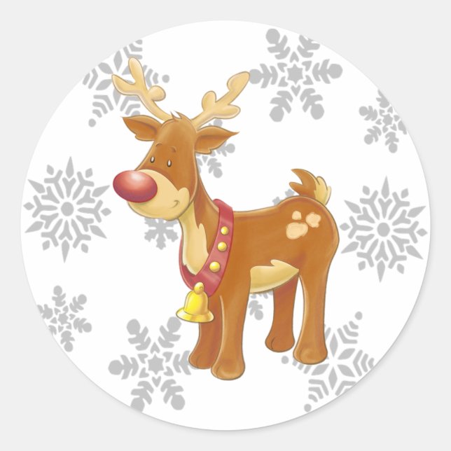Rond Joli renne de Noël avec Sticker Snowflakes (Devant)