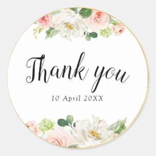 Rond joli rose floral merci sticker