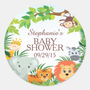 Rond Joli Safari Jungle Baby shower Favoriser Sticker