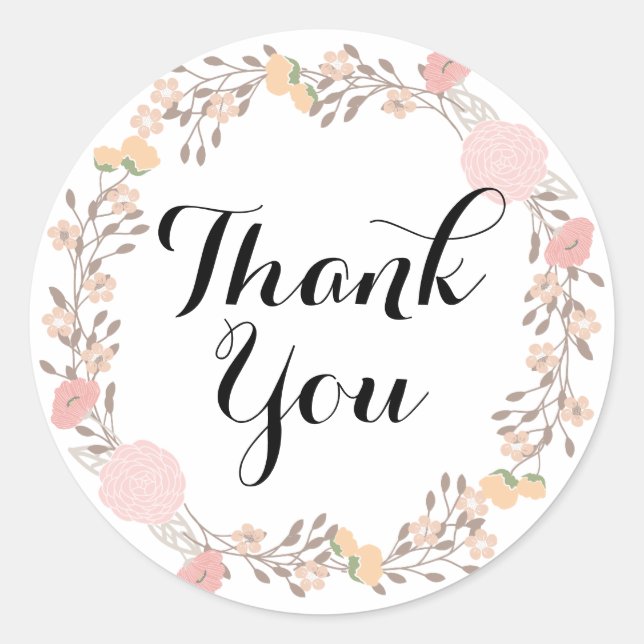Rond Joli Sticker en Merci de couronne de fleurs (Devant)