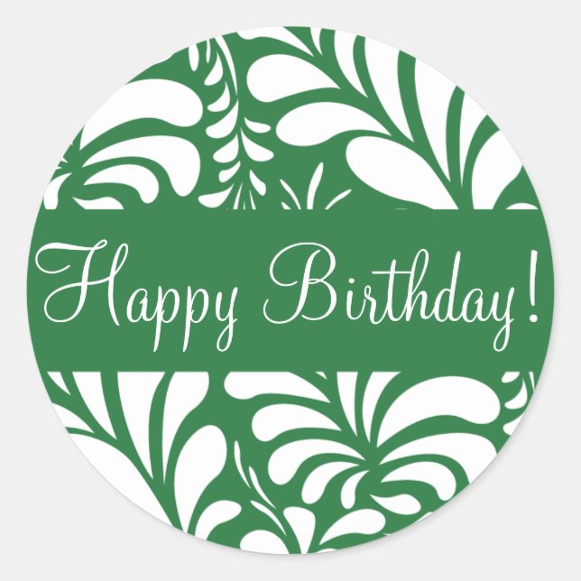 Rond Joli Sticker Enveloppe Fern Flora d'anniversaire (Devant)