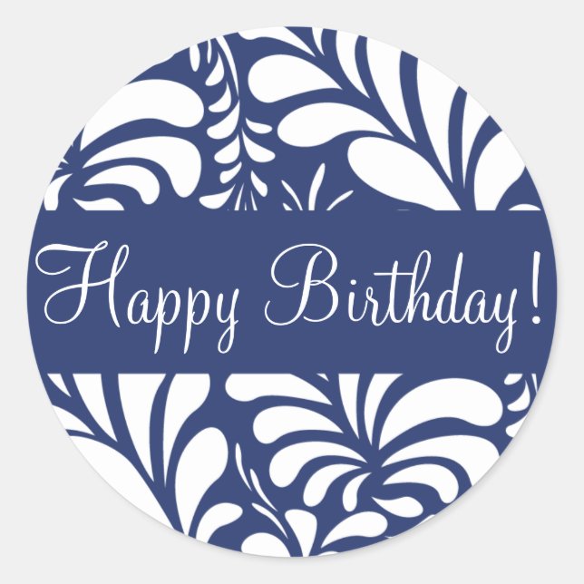 Rond Joli Sticker Enveloppe Fern Flora d'anniversaire (Devant)