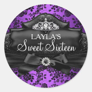 Rond Joli Tiara & Bow Purple Sweet 16 Sticker