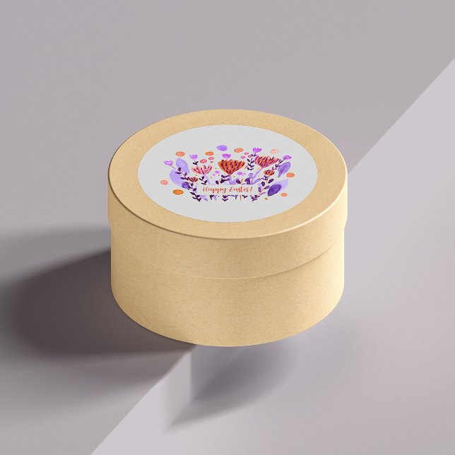 Rond Jolie fleurs de doodles rétro Sticker de Pâques (Créateur téléchargé)